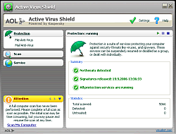 Active Virus Shield - antivirus zadarmo od AOL a Kaspersky Lab