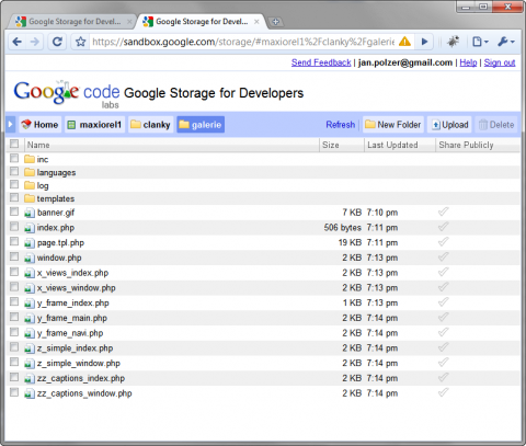 Storage Manager pro úložiště Google Storage