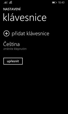 Nastavení klávesnice ve Windows Phone