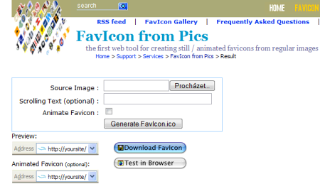 Tvorba ikony webové stránky