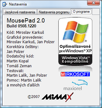 MousePad 2.0 dialog o aplikaci