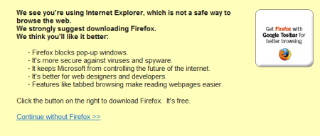 Otravná propagace Firefoxu