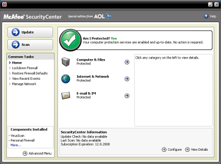 McAfee Security Center