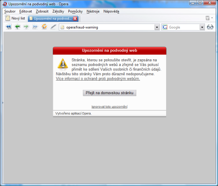 Opera 9.23 a phishing