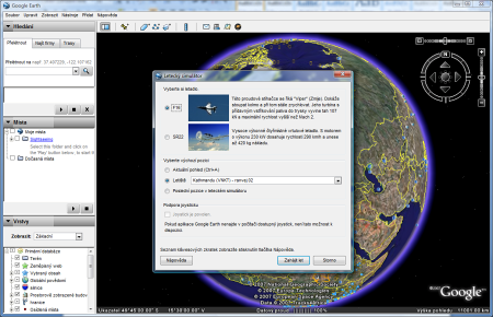 Google Earth letecký simulátor