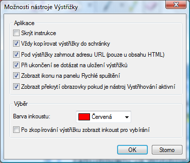 Screenshot programu Výstřižky ve Windows Vista
