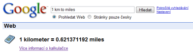 převody jednotek v Google