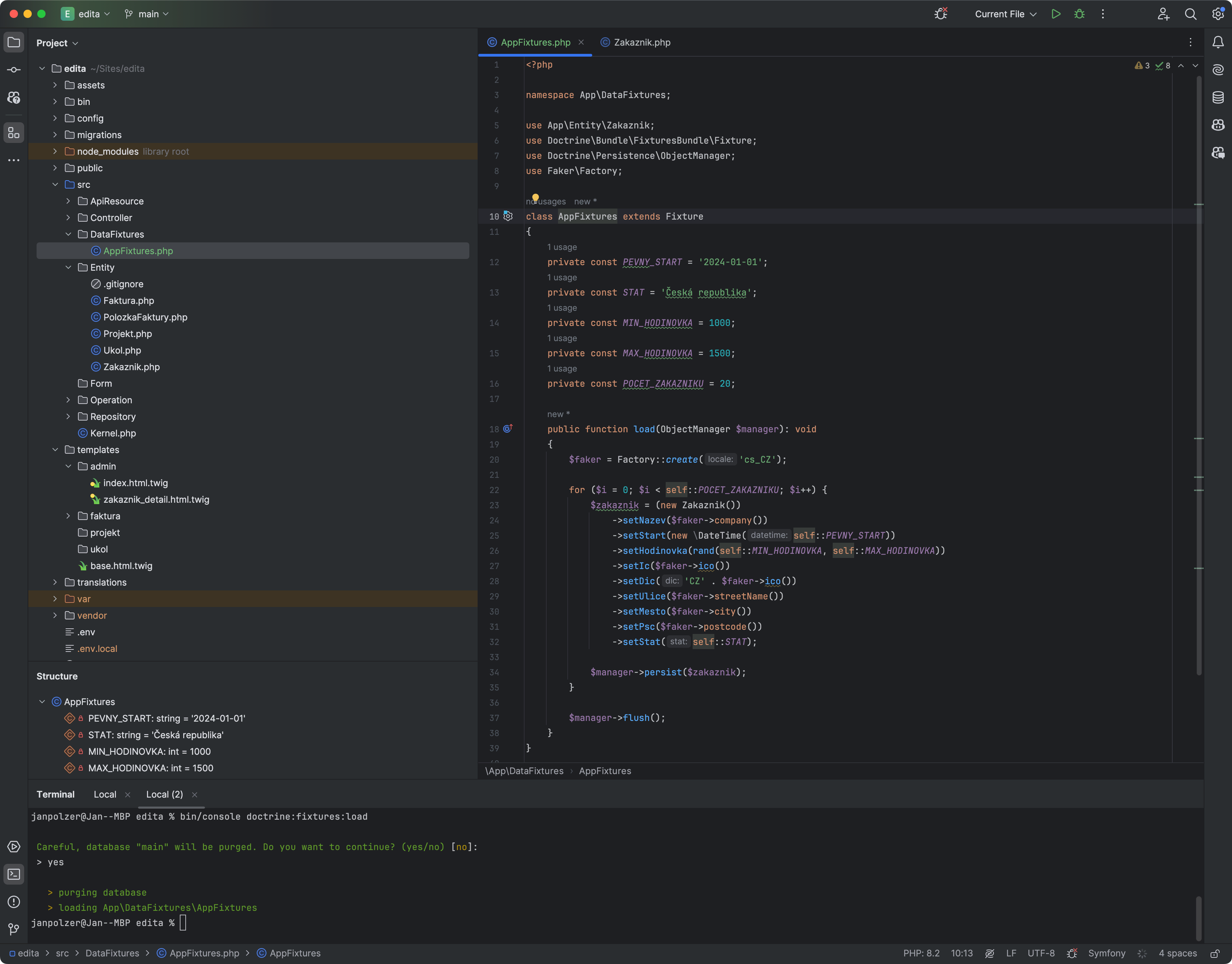 Jak naplnit databázi testovacími daty pomocí Symfony a FakerPHP