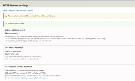Přesměrování Drupal na www a https konečně jednoduše a modulem