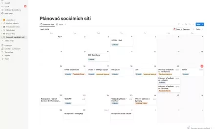 Notion jako plánovač obsahu pro sociální sítě s automatickou publikací