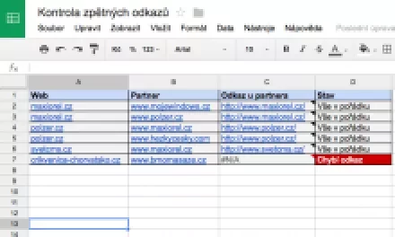 Google Docs jako nástroj pro kontrolu výměny odkazů