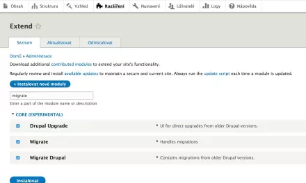 Upgrade či migrace na Drupal 8 krok za krokem