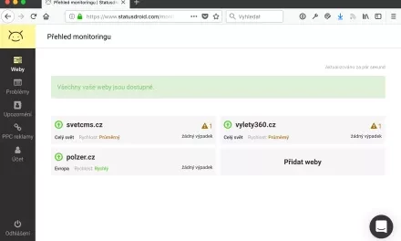 Statusdroid: inteligentní monitoring dostupnosti webů v češtině