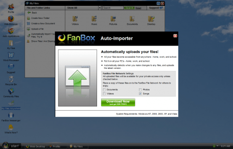 FanBox Desktop: webový operační systém a sociální síť
