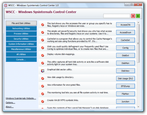 WSCC: grafické rozhraní pro nástroje SysInternals
