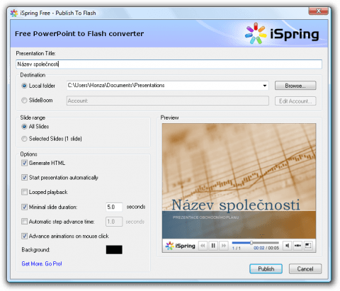 iSpring Free: snadný převod z PowerPointu do Flashe