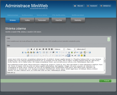 MiniWeb: hosting zdarma pro vaši doménu