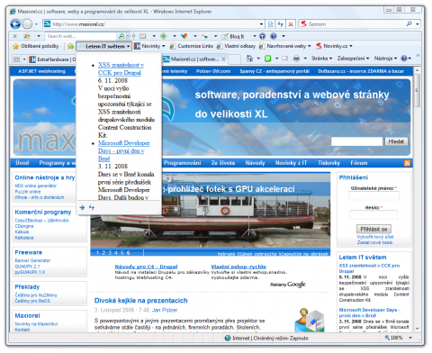 Upravte si weby pro Web Slices a Internet Explorer 8