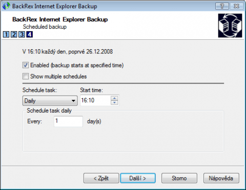 Plánované zálohování IE s BackRex
