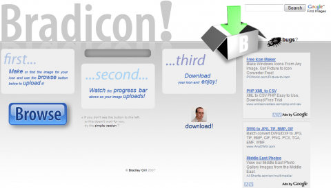 Online aplikace pro tvorbu ikonek Bradicon