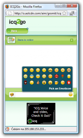 Psaní zprávy v ICQ2Go