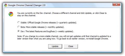 Google Chrome Channel Changer