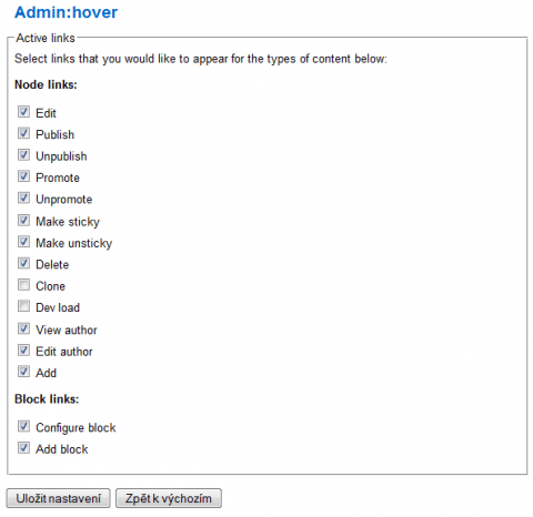 Nastavení modulu Admin:hover