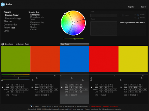 Adobe Kuler a výběr barev