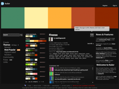 Adobe Kuler a témata barevných palet