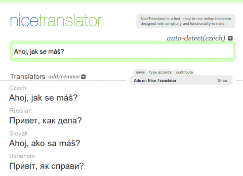 Online překladač anglických vět Nice Translator