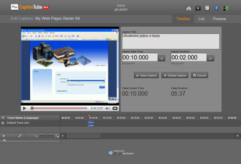 Caption Tube a vkládání titulků na YouTube