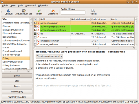 Instalace programů v&nbsp;Ubuntu pomocí správce balíčků Synaptic