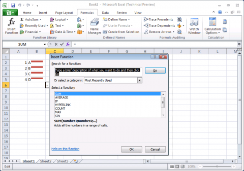 Excel 2010 a vkládání funkce