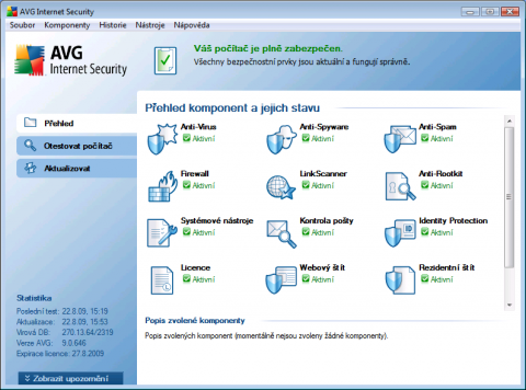 AVG 9.0 - hlavní okno