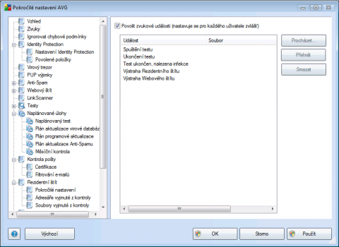AVG 9.0 - nastavení zvuků