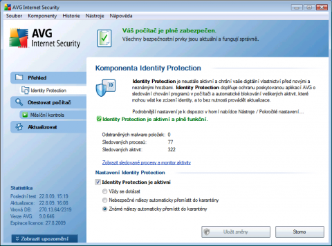 AVG 9.0 - Komponenta Identity protection