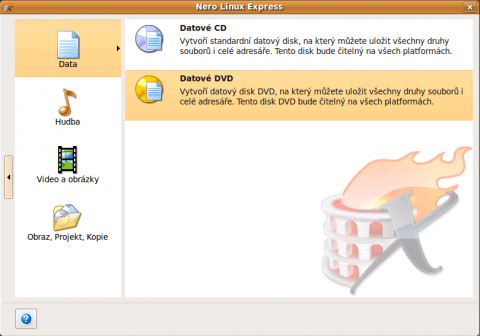 Vypalovací program Nero Linux Express