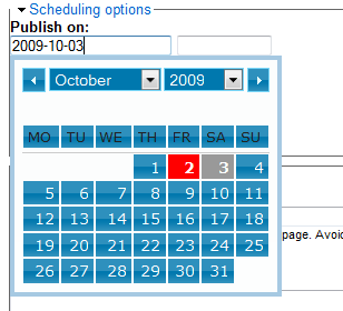 Scheduler, Date Popup a jQuery UI