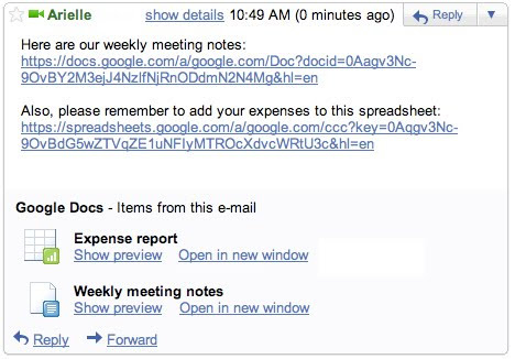 Google zabudoval preview dokumentů Google Docs přímo do Gmailu