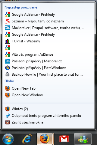 Firefox a Winfox ve Windows 7