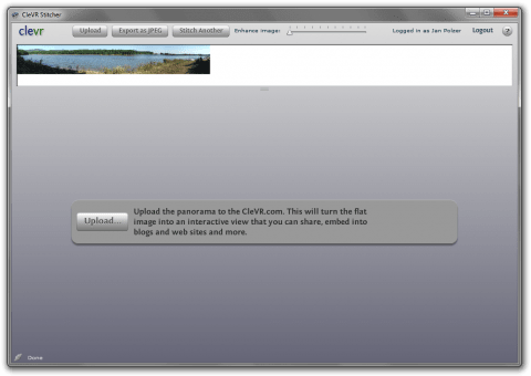CleVR Stitcher a vytvořený panoramatický snímek