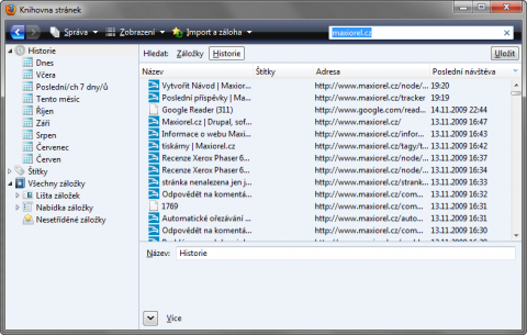 Firefox a zobrazení data v&nbsp;historii stránek