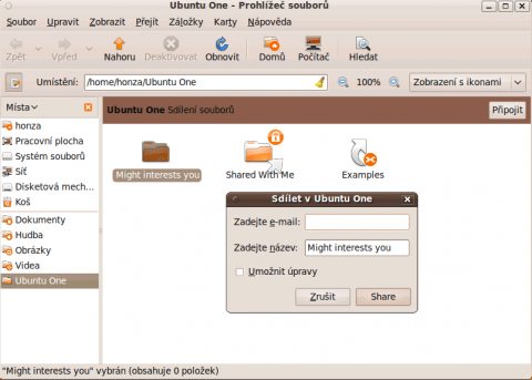 Sdílení v Ubuntu One