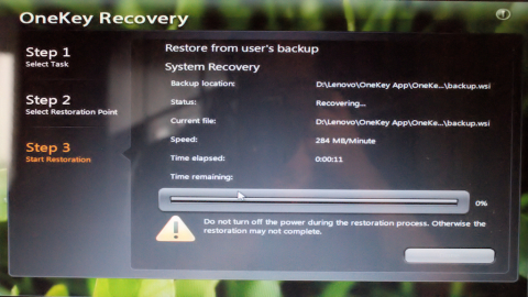 Lenovo OneKey Recovery na IdeaPad Y550