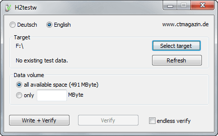 H2testw - testování USB flashdisku