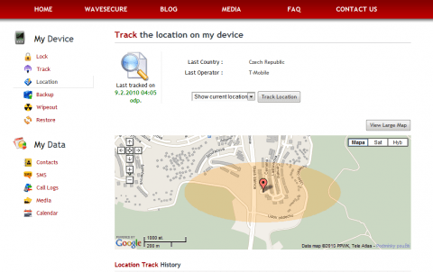 WaveSecure, lokalizace a záloho mobilního telefonu