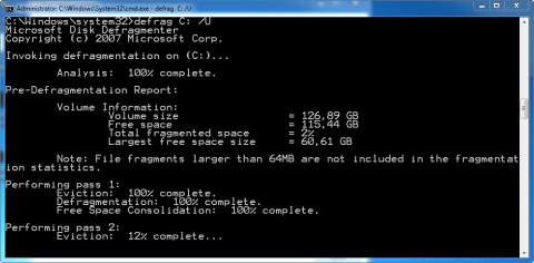 Informace o defragmentaci v&nbsp;příkazovém řádku Windows 7