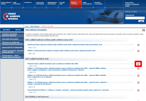 Přiznání k&nbsp;dani z&nbsp;příjmů na webu České daňové zprávy