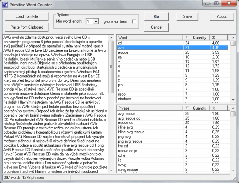 Primitive Word Counter