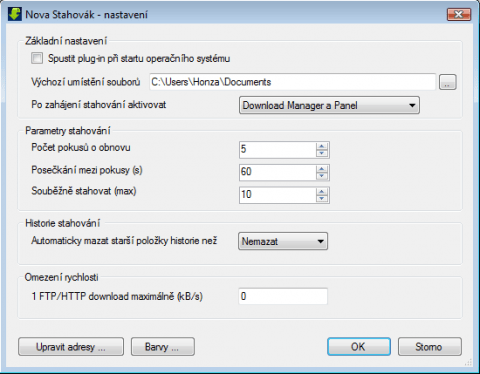 Nova Stahovák a jeho nastavení